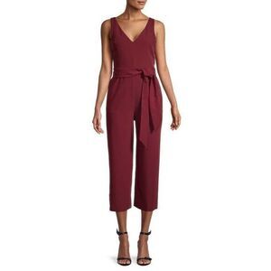 SAM EDELMAN NAT Burgundy Crop Waist Sleeveless Jumpsuit with Tie  US 10